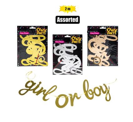 Party banner boy/girl 2m asstd