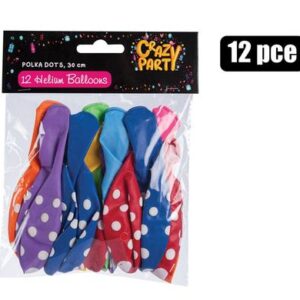 Balloons helium 12pc polka dot f-01