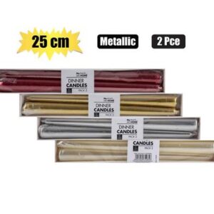 Candle tapered 25cm 2pc metal asstd