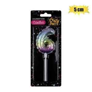 Candle birthday balloon-6 rainbow 5cm