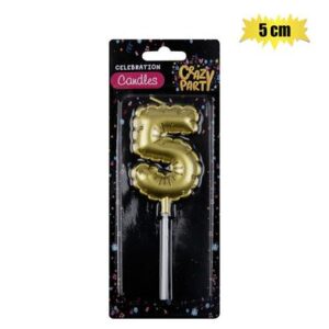 Candle birthday balloon no.5-gld 5cm