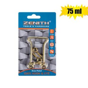 Gate-hook+eye brassed 75mm 2pce zenith