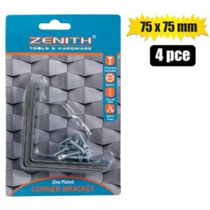 Corner-bracket stl 75x75mm+scr 4pce