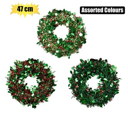 Xmas wreath tinsel 47cm