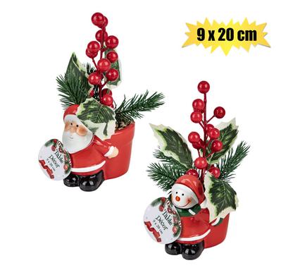 Xmas table decor flower in pot 9x20cm