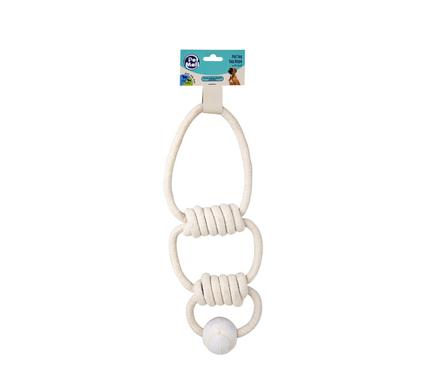 Pet dog toy tug-rope triple with ball