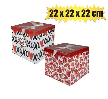 Gift box flat pack 22x22x22cm red/love