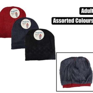 Beanie adult w/inner plain colours asst