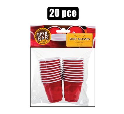 Shot-glass pl disposable 20pc pong 20z