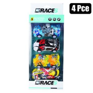 Vehicle racer graffiti 4pc 9.5cm