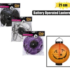 Orn light lantern cn paper b/o 21cm astd