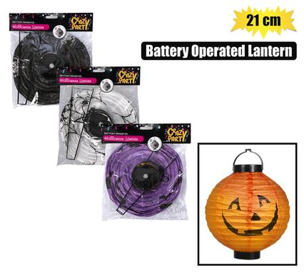 Orn light lantern cn paper b/o 21cm astd