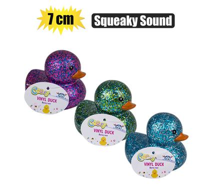 Baby vinyl themed duck 7cm, glitter