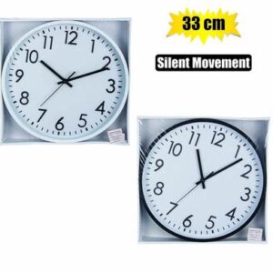 Clock wall pl round 33cm glass-face