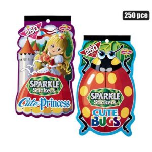 Sticker book sparkle 250pce asstd