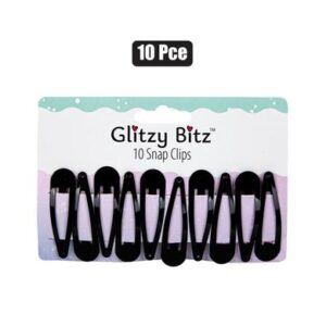 Hair clips 10pc black 5cm snap-on