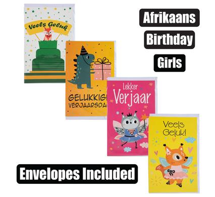 Card & envelope birthday - girl afr