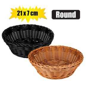 Woven plastic basket round 21x7cm