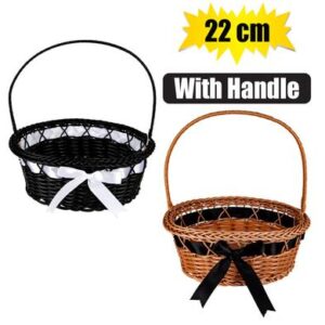 Woven plastic basket w/handle 22cm