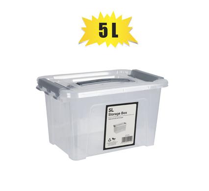 Storage box clear/grey 5l 27x18.5x15.5cm