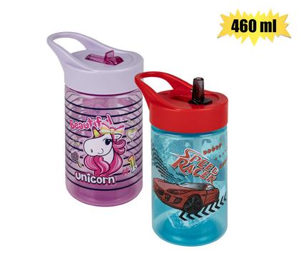 Water bottle 460ml unicorn/racer asstd