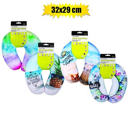 Travel neck pillow 32x29cm assorted