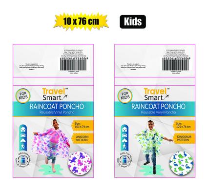 Raincoat poncho kids 101x76cm peva 2-ast
