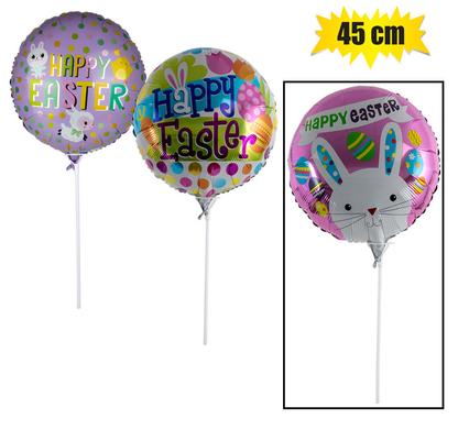 Balloon w/stick air easter asstd 45cm