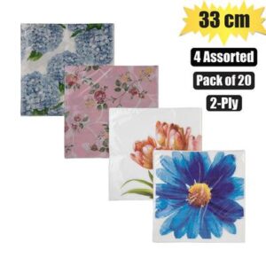 Serviettes 2ply 33cm 20pc flowers