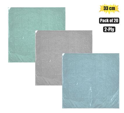 Serviettes 2ply 33cm 20pc embossed